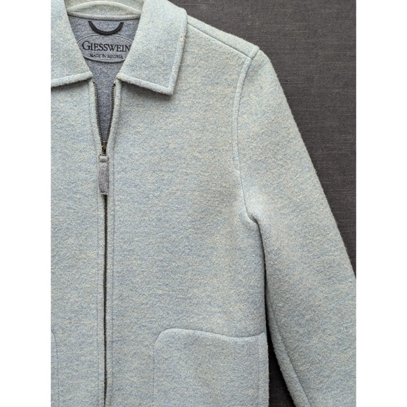 Giesswein Wool/Alpaca Coat Light Blue Made in Austria Full Zip Jacket Size 40 - Picture 3 of 9